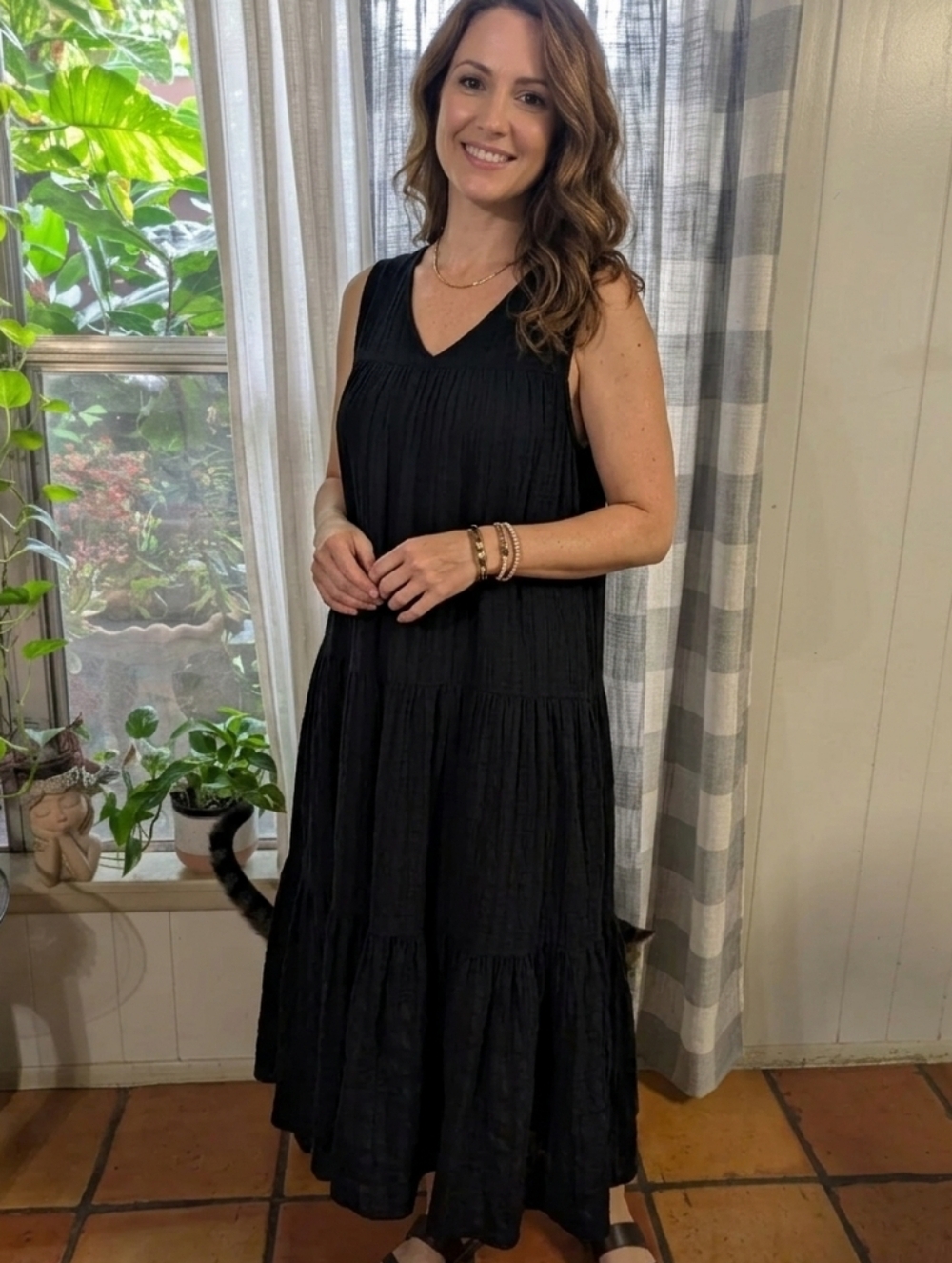 World Market Sleeveless Black Cotton Dress.